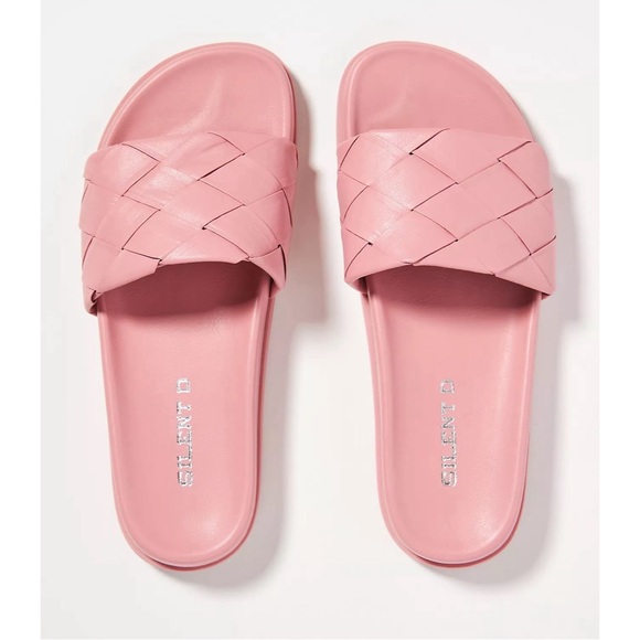 Anthropologie Silent D Woven Pink Braided Slide Sandals NWT Size 9 - Picture 2 of 9